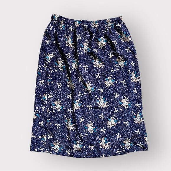 Karapenn Mid-length Floral Skirt Blue S - Picture 1 of 6